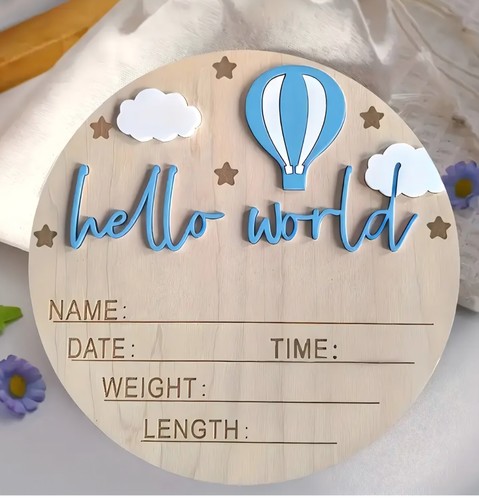 Wooden baby announcement - baby,