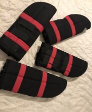 Set Of 4 Pony Size Travel Boots Nag Rags Black & Pink Very Good Condition MadeUK