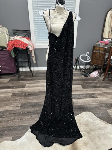 Black sequin shoulder dress - black,