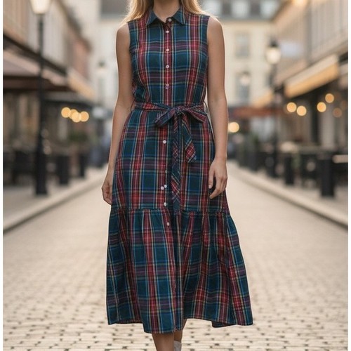 Crew plaid midi dress - crew, women