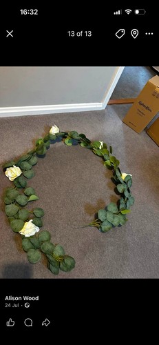 Eucalyptus and white rose - white, sign