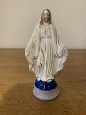 Vintage French Porcelain Virgin Mary Figurine Religious Statue