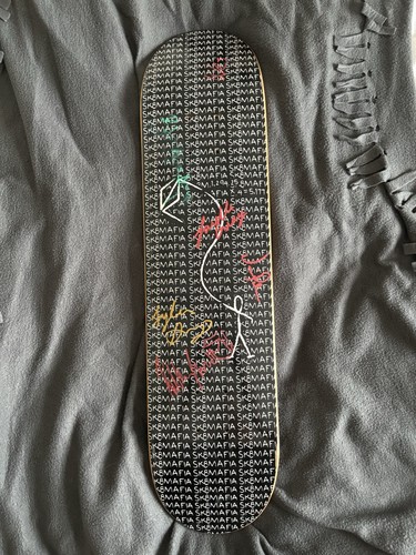Signed sk8mafia skateboard - signed,