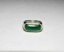 Green Agate Gemstone, Polished Stainless Steel ring , choose size