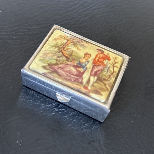 Vintage silver metal pill box