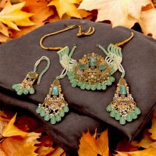 Turkish Bridal Jewelry Set Choker Necklace Earrings Tikka Women Wedding Nikkah