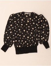 JANAN STUDIO Womens Blouse Top UK 14 Medium Black Polka Dot Polyester DK13