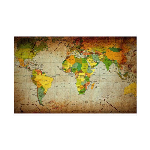 Vintage world political map - world,