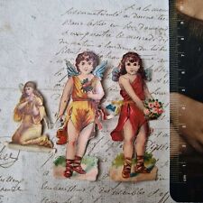 3 Chromos Antique Angels Fairy