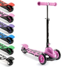 3 Wheeled Scooter Kids Tri Folding Tilt To Turn Adjustable Push Ride On RideStar