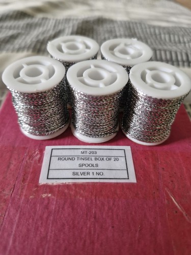 Silver round tinsel fly - 5, x