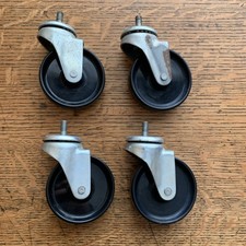 (TW3) Set of 4 Heavy Duty Vintage 3" Dolly Trolly Wheels *Black Screw in Castors
