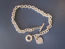 Tiffany & Co. Heart Toggle Choker Sterling Silver Chain Necklace Size 16"