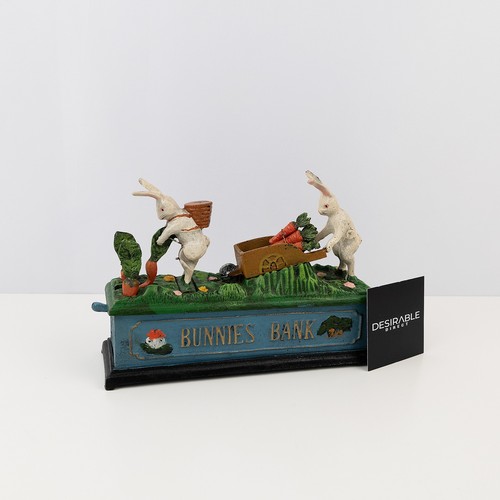 Bunnies bank cast metal - bunnies,