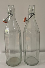 2x Empty  1litre CASOLARE Olive Oil Glass Bottles Clip Swing Top Kilner Type use
