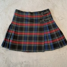 Jack Wills Kilt Skirt UK 10 Red Mini Tartan Pleated Wrap Plaid Fan Knit Lined