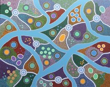 Original Acrylic Aboriginal-style Dot Painting 'Chaotic Creeks'