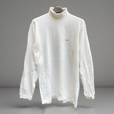 Vintage 90s Fruit Of The Loom Turtleneck Top Large White Embroidered Roll Neck