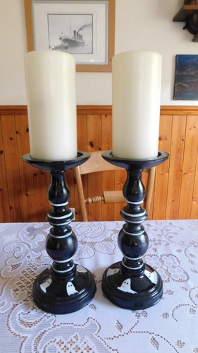Large wooden candlesticks hand