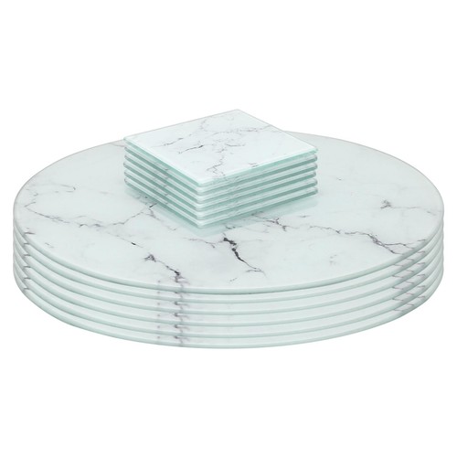 12pc round glass placemats - placemats, &