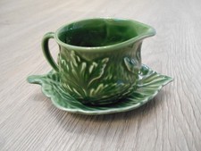 vintage Sylvac green ceramic mint sauce jug and saucer, model number 4683