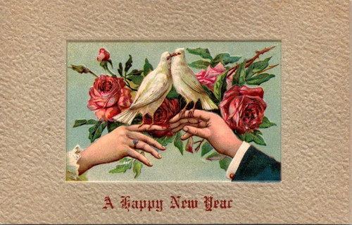 Happy new year doves on - ,