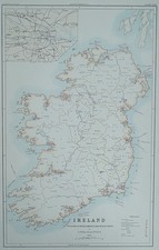 Antique Map IRELAND Shipping Lighthouses Ferries Bevan original vintage old 1881