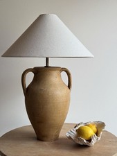 Vintage Mediterranean Earthenware Table Lamp (Pair Available)