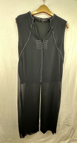 Nitya 100 silk black longline - black,