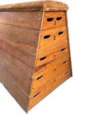 Vintage Gymnastics Vaulting Box Wood Padded Top Old School Gym Equipment