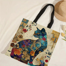 Cat Floral Tote Bag – Retro