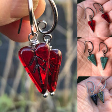 Czech Glass Leaf Earrings With