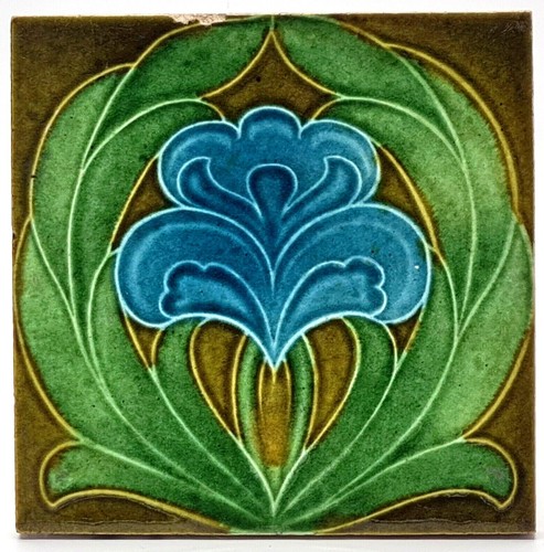 Art nouveau fireplace tile - art,