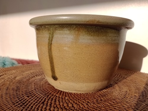 Studio pottery bowl planter - pottery,