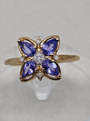 Gold tanzanite diamond - 9k,