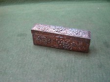 Victorian Antique Silvered Copper Dip Pen Nib Box - Hinged Lid Pill Trinket Tin