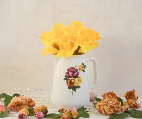 Vintage floral ironstone jug - vintage,