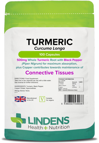 Lindens turmeric 500mg - turmeric, with