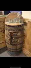 Solid Oak Half Whisky Barrel Handcrafted Drinks Cabinet / Mini Bar / Man Cave 