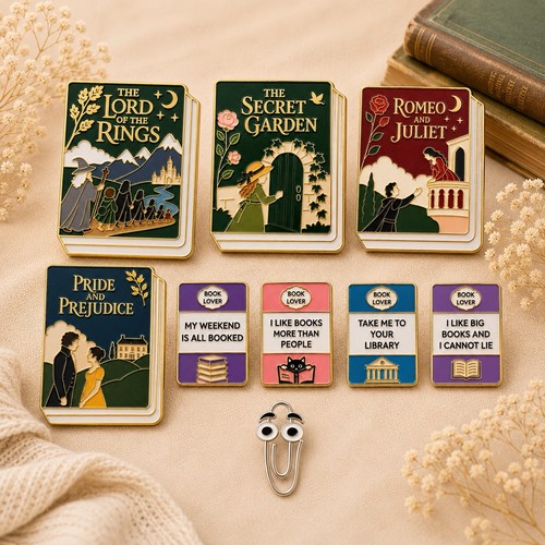 Book lover enamel pin - lover,