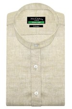 Men's Linen Lightweight Shirt Vintage Band China Grandad Collar Mandarin Dress
