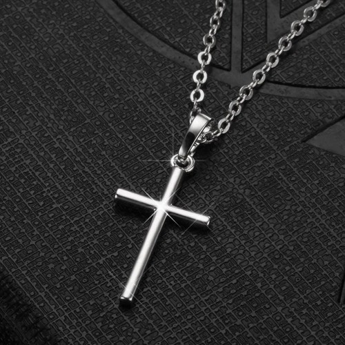 Silver cross necklace - silver,