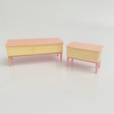 Vintage Dolls House Furniture Sideboard Drawer Unit Pink Plastic Kleeware Style
