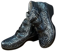 Alegria Indi Ankle Boots Booties Shoes Womens Size US 9.5  EU 41 Blue Leather