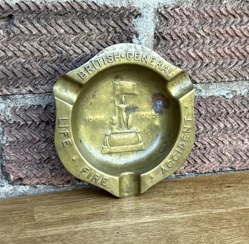 Antique brass ashtray - brass,