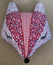 Fox/Badger/Animal Shaped Patchwork Cushion. Floral Pattern, Cottage Core
