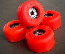 Vintage 4x Set RED KRYPTOS Skateboard Wheels 57mm Kryptonics Roller Skate w/ NMB