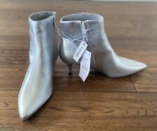 George Asda Ladies Silver Kitten Heel Pointed  Anckle Boots Size 5.5