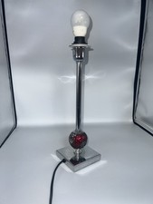 Beautiful Chrome & Red Crackle Glass Accents Lamp Base Stand