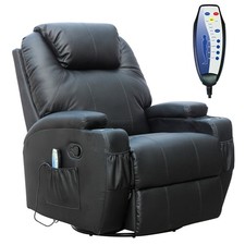 EX-DEMO Black Bonded Leather Massage Cinema Recliner Sofa Chair Swivel